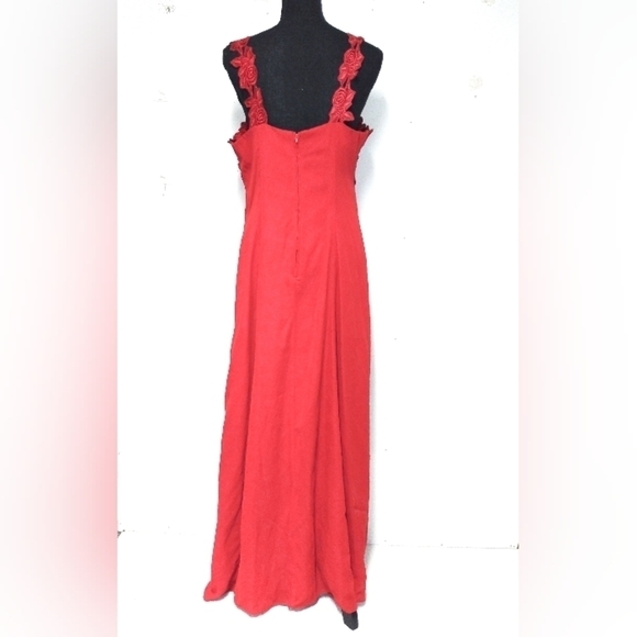Lenovia USA red lace top straps zipper closer rayon dress Size: XL - Picture 2 of 6